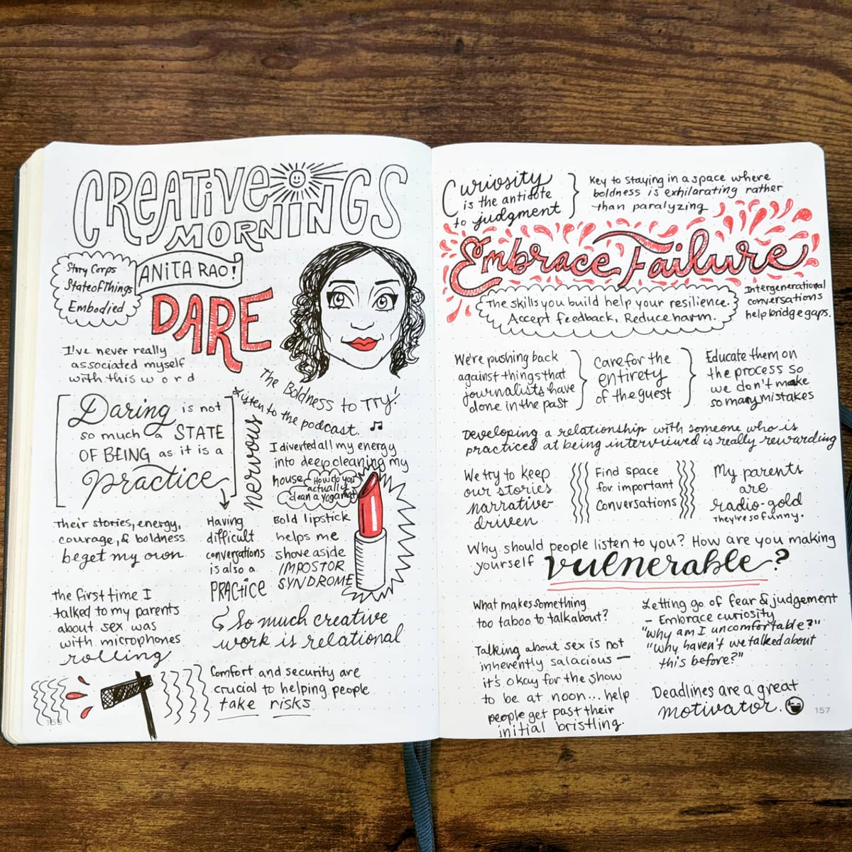 AbraMillsaps's tweet photo. Anita Rao from @NPR on @CM_RDU
"Daring is not so much a state of being as it is a practice."
"So much creative work is relational."
"Find space for important conversations."
#Dare #Vulnerable #EmbraceFailure #BoldLipstickIsArmor https://t.co/FU5YcRv4h9
