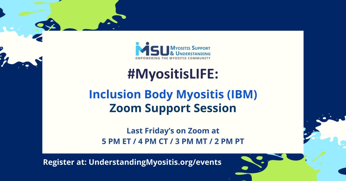 MyositisSupport's tweet photo. TODAY @ 5 PM ET / 4 CT / 3 MT / 2 PT - IBM Patient Zoom support session. @AwakenKaruna Lori Wong will lead a brief meditation, Building Resilience. Open to all with #inclusionbodymyositis (IBM). Invite your care partner. Register https://t.co/kbkkpJmEV4 #myositis #myositissupport https://t.co/KSd9vhBY8Z
