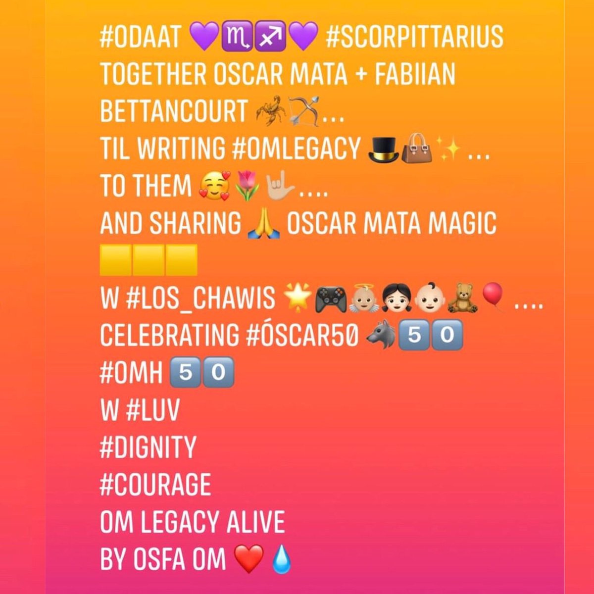 fabiianbeta08's tweet photo. @OsfaTeam @oscarmataherr @LegacyOm #ODAAT ๐โ๏ธโ๏ธ๐ #Scorpittarius
ToGetheR @oscarmataherr + @fabiianbeta08 ๐ฆ๐น
TiL writing #OMLegacy ๐ฉ๐โจ
To ๐ฅฐ๐ท๐ค๐ผ
shaRing ๐ @oscarmataherr MagiC ๐จ๐จ๐จ
w #Los_ChawiS ๐๐ฎ๐ผ๐ผ๐ง๐ป๐ถ๐ป๐งธ๐
CeLebratiNg #รsCaR50 ๐บ5๏ธโฃ0๏ธโฃ #OMH 5๏ธโฃ0๏ธโฃ
#Luv
#DigNity
#CouRage
@LegacyOm ALive
By @OsfaTeam โค๏ธ๐ง https://t.co/reX4DTlsgg