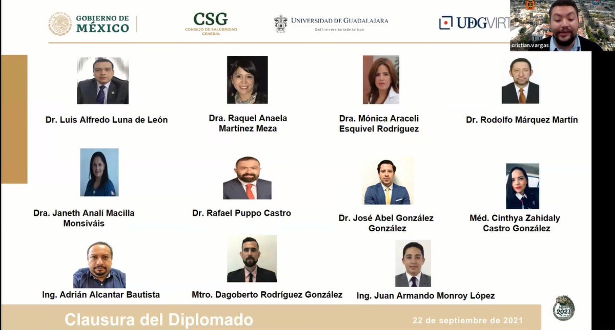 DeSalubridad's tweet photo. El Consejo de Salubridad General reconoce y agradece a los profesores/evaluadores del #SiNaCEAM que condujeron el #DiplomadoDeMetodologíasDelModeloDeSeguridadDelPaciente con la @UDGVirtual_SUV siendo parte de la Generación 2020-2021 de participantes y Pilares en el #MSPCSG https://t.co/wYgwE9kGJz