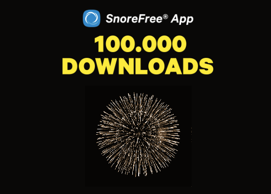 SnoreFreeApp's tweet photo. We are happy to announce 100k downloads. As a small thank-you, the annual subscription is 50% off until October 1, 2021. #celebrate #stop #snoring #futurehusband #futurewife https://t.co/mVdzNiAuvv