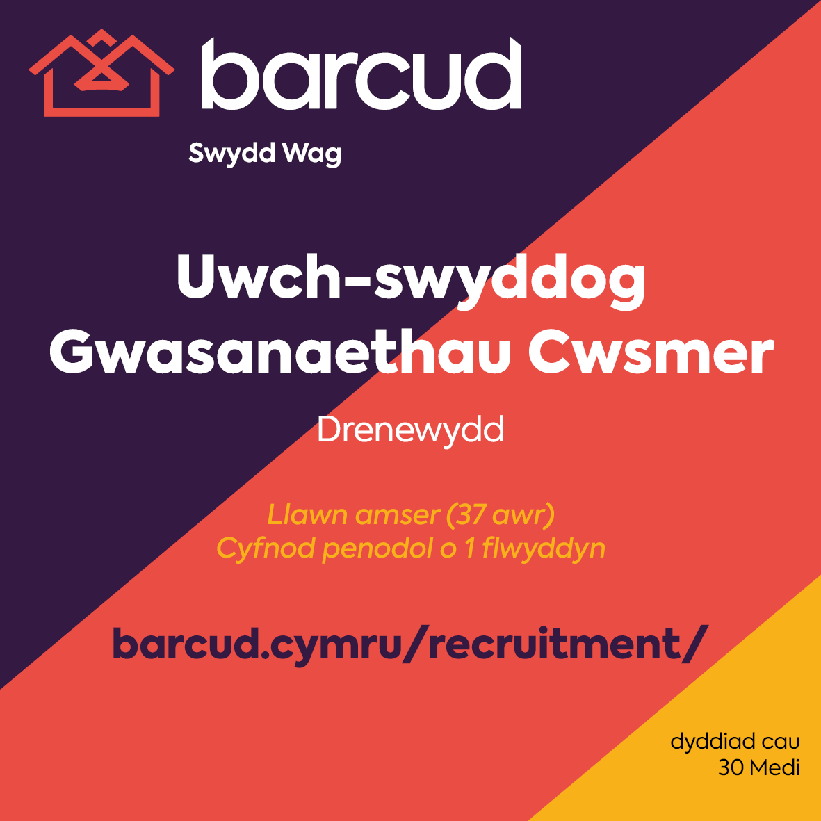 Swydd gwag💼
Gweler bit.ly/39xT8UT am fwy o wybodaeth.

New job vacancy💼
Please visit bit.ly/39xT8UT for more information.