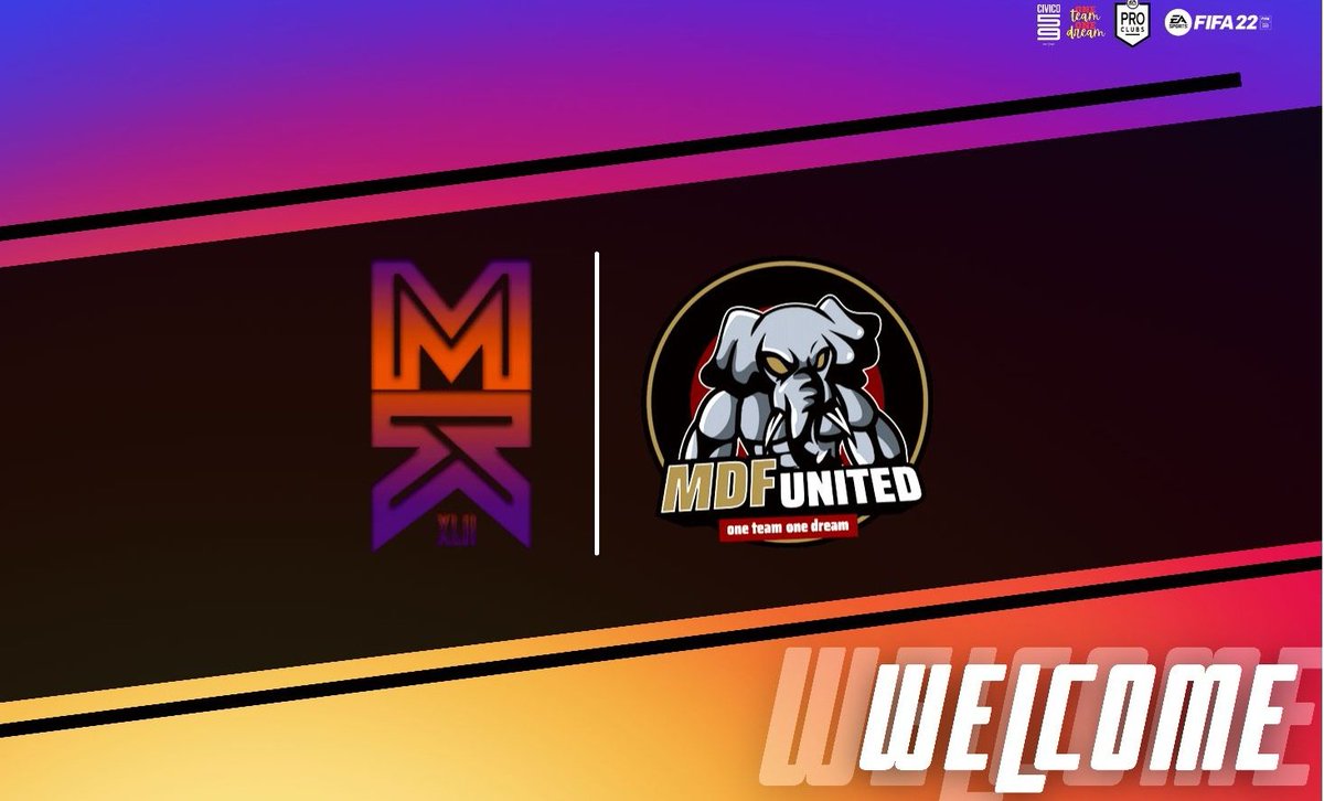 📢 UFFICIALE 

Siamo lieti di annunciare che il team @MdfUtd, rappresenterà gli <a href="/MKXLII__Gaming/">MkXLII</a> su fifa 22 per la nuova stagione #proclubs in programma dal 1 ottobre 2021

Benvenuti ragazzi 

#OneTeamOneDream #GoMK