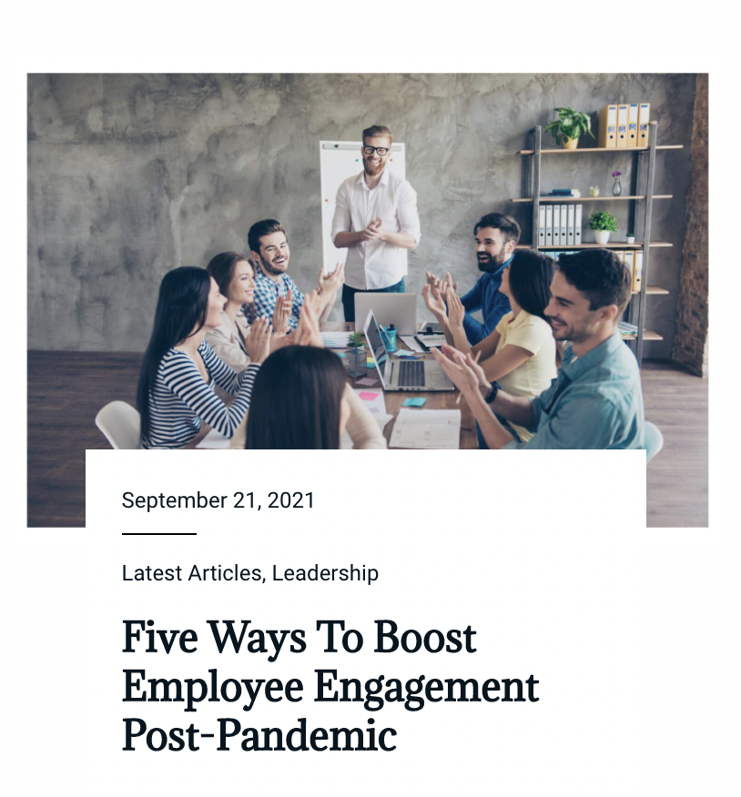 Five great ways to boost employee engagement in these challenging times.  Read the full article on our website. Link in bio. #employees #staffretention #employeeengagement #leadership #leadershiptips #CEOtips #HRtips #leadershipadvice