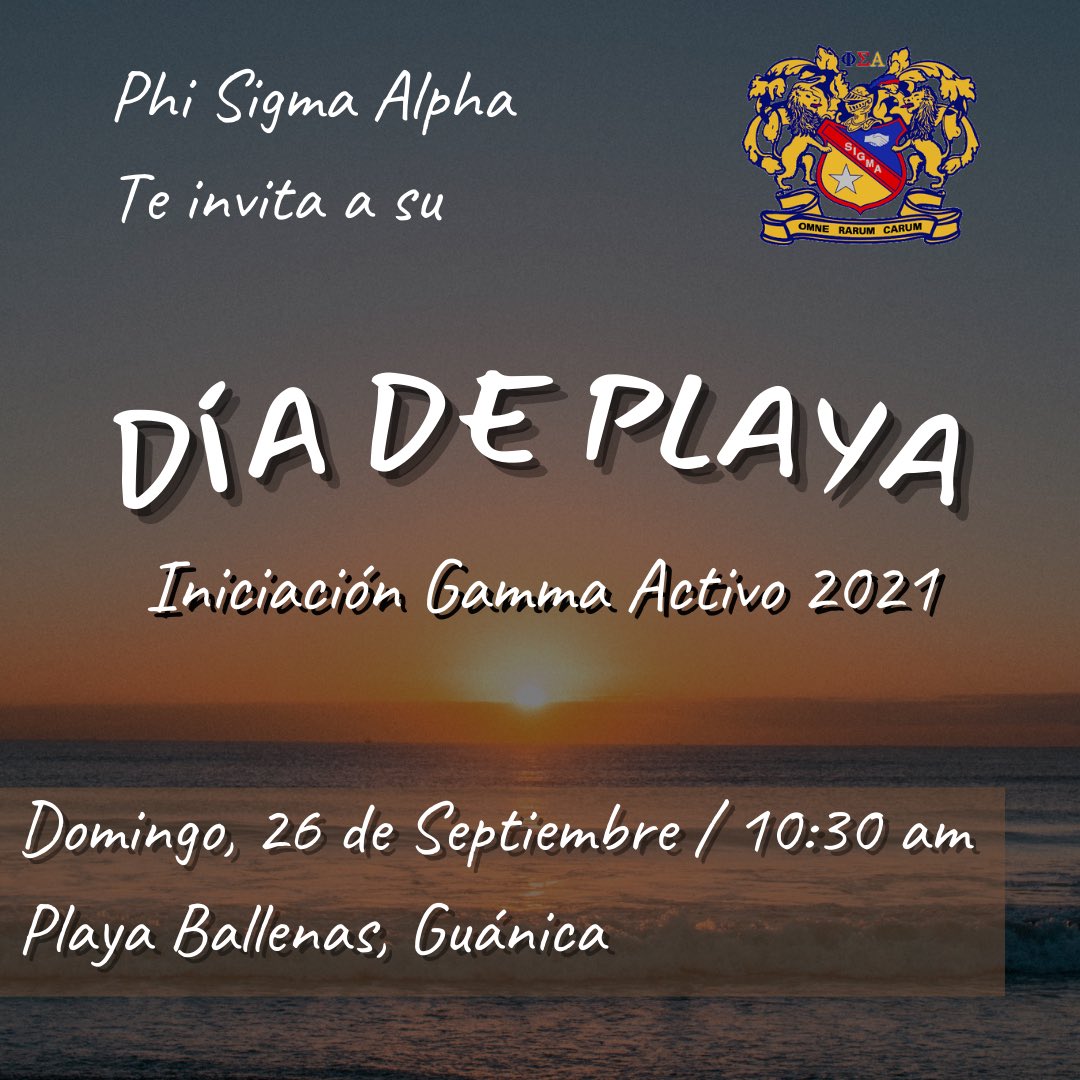 SigmaGActivo's tweet photo. Les presentamos las actividades de la semana de iniciación Γ’21

🦸🏻‍♂️Noche de Misiones🔍
🗓 Sábado, 25 de septiembre 
📍Pérgola de la Guancha,Ponce

☀️Día de Playa🌴
⛱Domingo, 26 de septiembre 
🏝Playa Ballenas,Guánica

🔥BBQ Sigma🔥
🕣Luego de la Playa
🍻Domingo, 26 de septiembre https://t.co/9m41iVzPiD