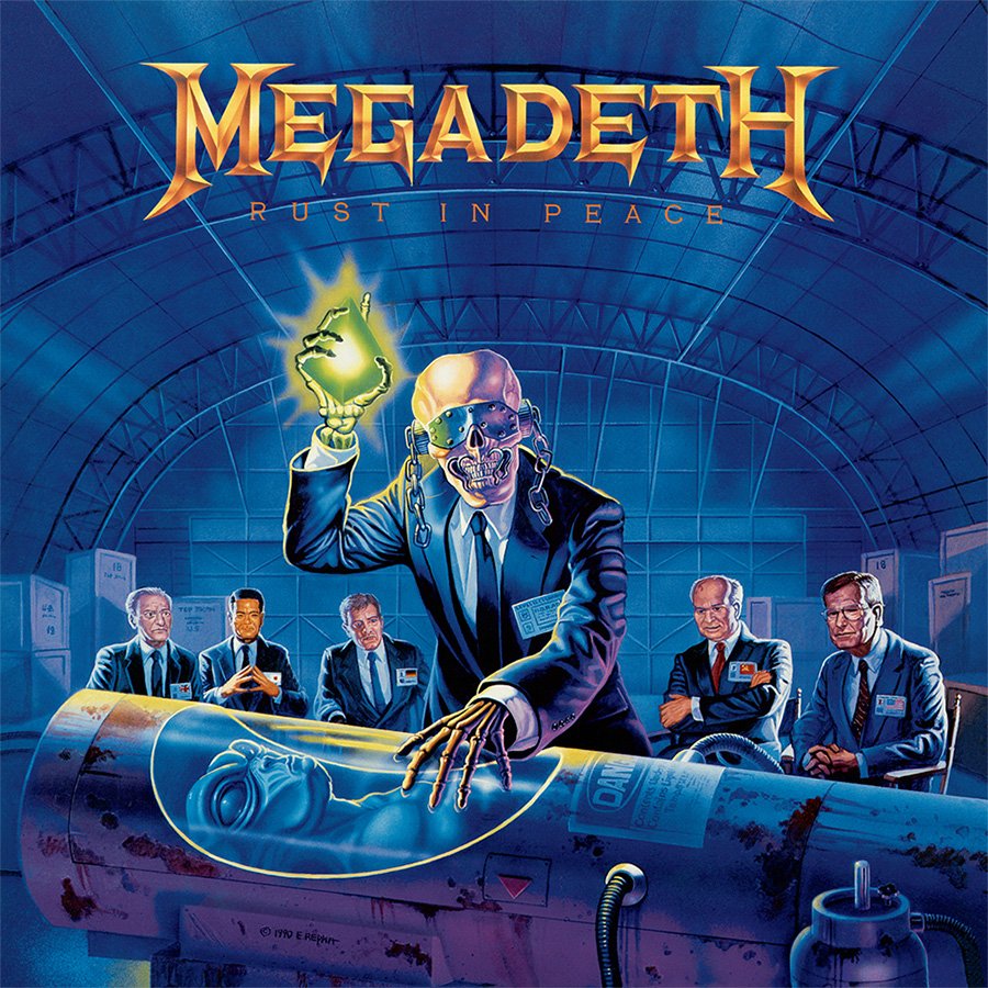 Megadeth's tweet image. On this day in 1990, our 4th studio album RUST IN PEACE was released. What’s your favorite track on the album? Listen to it here: megadeth.lnk.to/rip