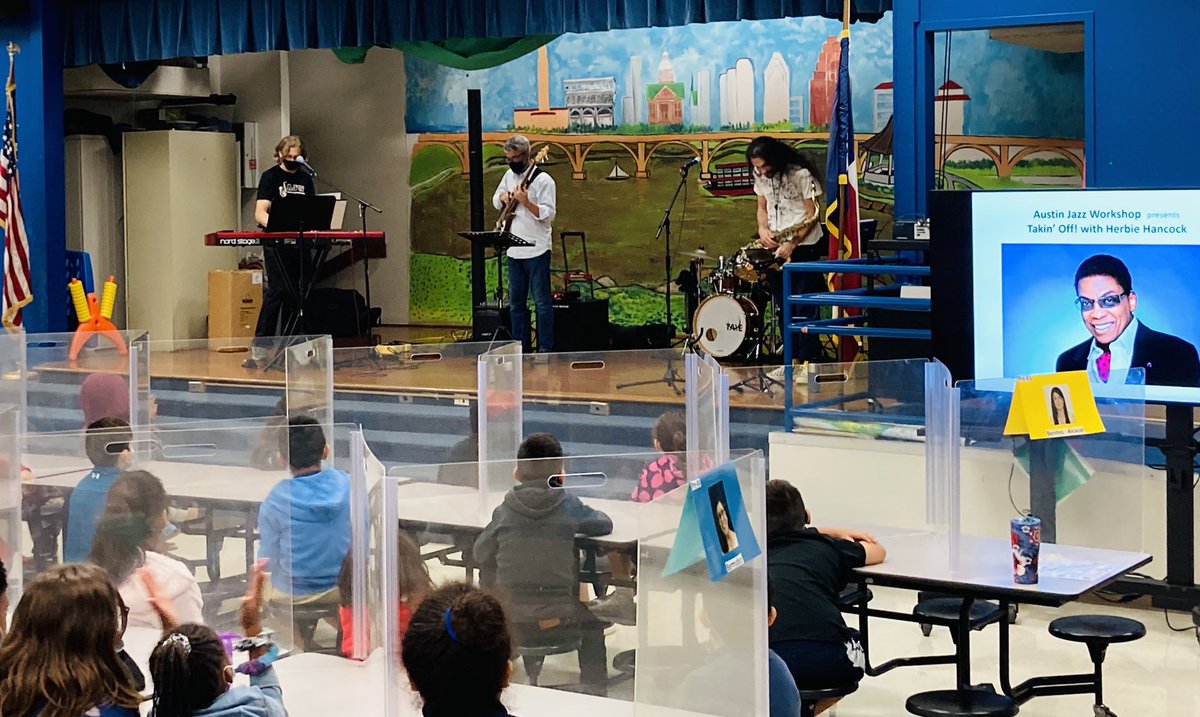 JHoustonElem's tweet photo. Austin Jazz Workshop presents Takin’ Off! With Herbie Hancock—Our 🦅s had a BLAST experiencing musical periods and styles. Thank you Ms. Hall for organizing our music event. @AustinISD @AISDArts https://t.co/A9gOz22W5Z