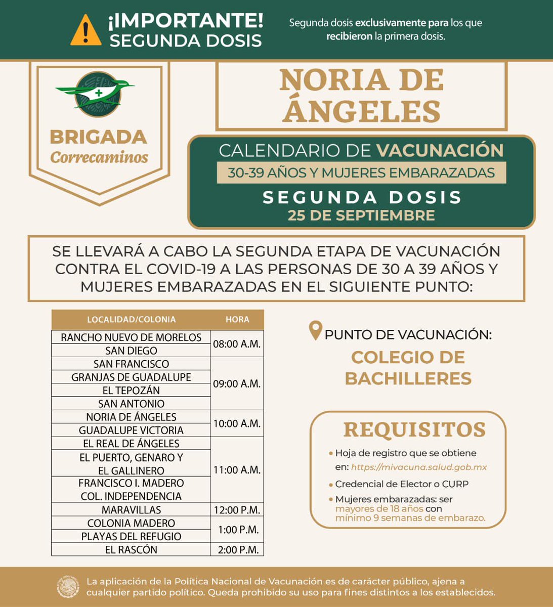 gobiernozac's tweet photo. 💉| La @DPDZac comparte el listado para la aplicación de segunda dosis de vacuna contra #COVID19 en adultos de 30 a 39 años y mujeres embarazadas, este sábado 25 de septiembre en #Momax, #VillaGarcía, #NoriaDeÁngeles, #Tlaltenango, #Tepetongo, #Atolinga y #Jerez. https://t.co/fZq7tDr3AA