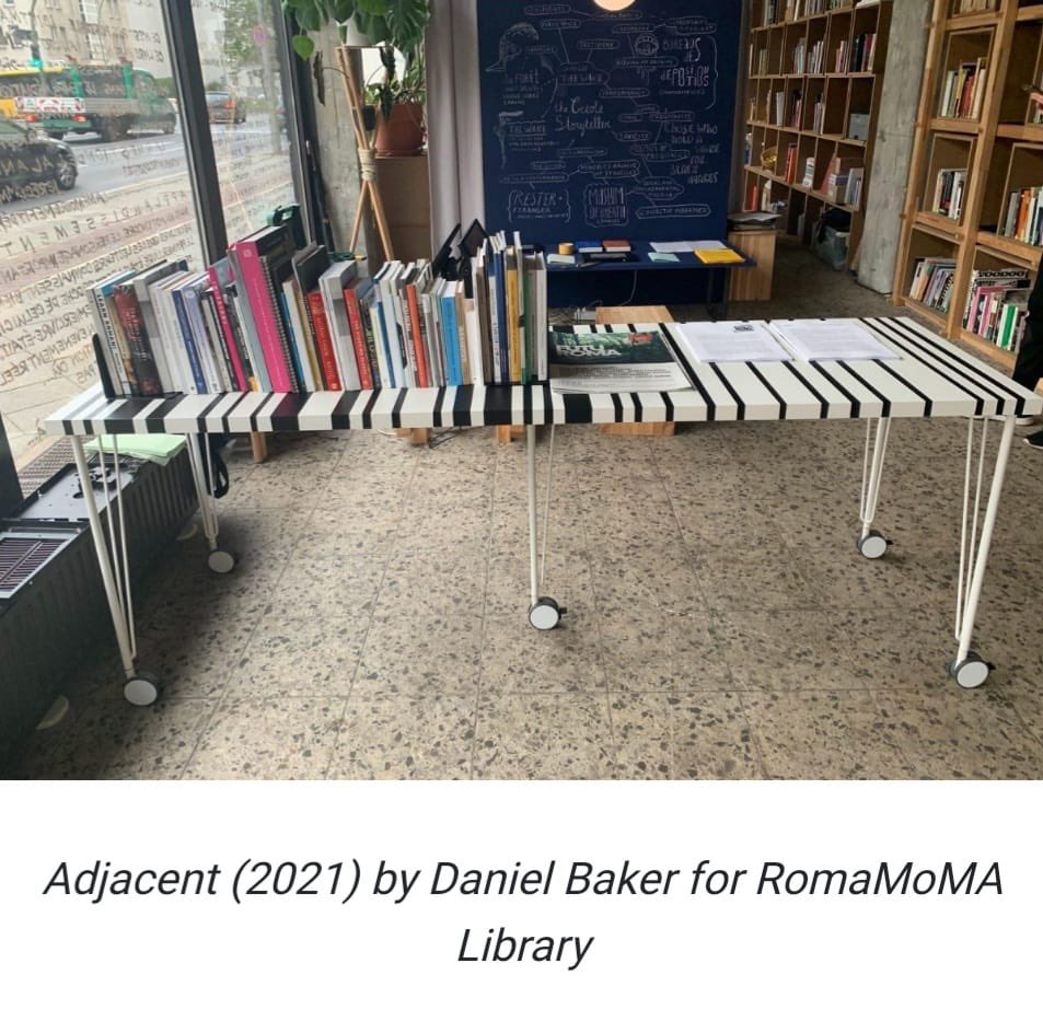 isaacblake1979's tweet photo. #ADJACENT by #DanielBaker at #SAVVY #Contemporary in #Berlin marries the barcode of a book from @ERIAC_official #RomaMoMA #Nomadic #Library with a #functional object… https://t.co/B0e15esLRr