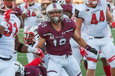 MikeReisSIU's tweet photo. DB, RB...@SIU_Football #19 Chance Bush is a Saluki utility player. He met Coach Hill as a kid in the Orlando area when Hill was the Orlando Predators' QB. Bush talked about that and more in this @salukiradio interview: https://t.co/r8dZgHES3Q https://t.co/QJKIwr8p50