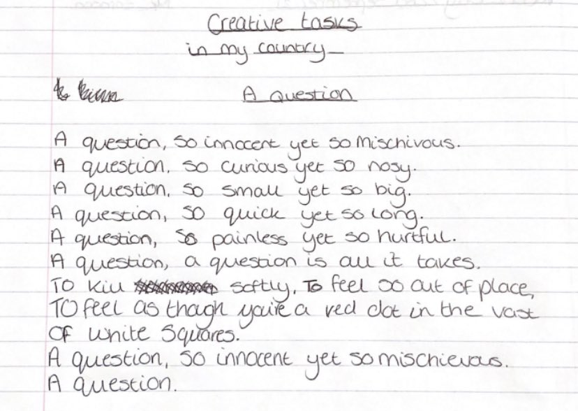 #Outstanding #poem produced in Y8 this week. <a href="/MrLFitz/">Mr L Fitzgerald</a> is very #proud! #FridayShoutOuts #English #Hardwork #Success #Creativity