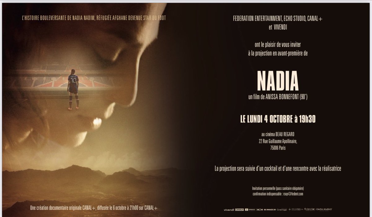 Neverland | MGMT (@neverlandmgmt) on Twitter photo OFFICIAL: The movie NADIA has its premiere 4th of October!
We’re super proud to be the Associate Co-Producer of this great piece by Anissa Bonnefont (Wonder Boy 2019) and starring our own superstar <a href="/nadia_nadim/">Dr Nadia Nadim</a> 🤩
DONT MISS OUT!!! OFFICIAL: The movie NADIA has its premiere 4th of October!
We’re super proud to be the Associate Co-Producer of this great piece by Anissa Bonnefont (Wonder Boy 2019) and starring our own superstar <a href="/nadia_nadim/">Dr Nadia Nadim</a> 🤩
DONT MISS OUT!!!