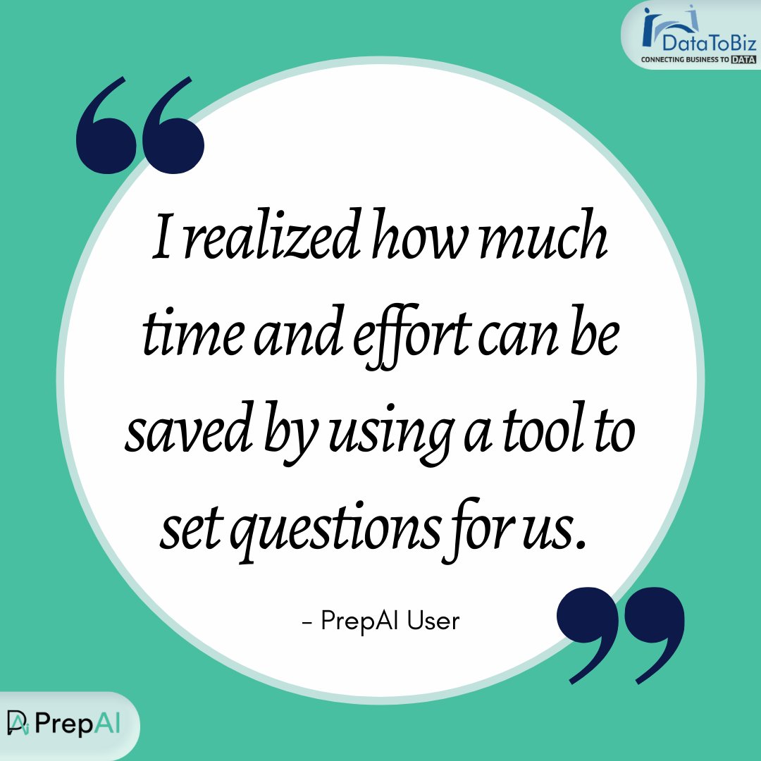 DataToBiz's tweet photo. Another Happy #PrepAI User!😃

Want to be one? It's free (before we change our mind).

Try it out: https://t.co/nnfT7Yq8VM

@edtechari @mstuckersmith
#edtech #innovation #teacher #assessment #artificialintelligence #machinelearning #AI #ML #customerlove #testimonials https://t.co/YzDHBeFj0i