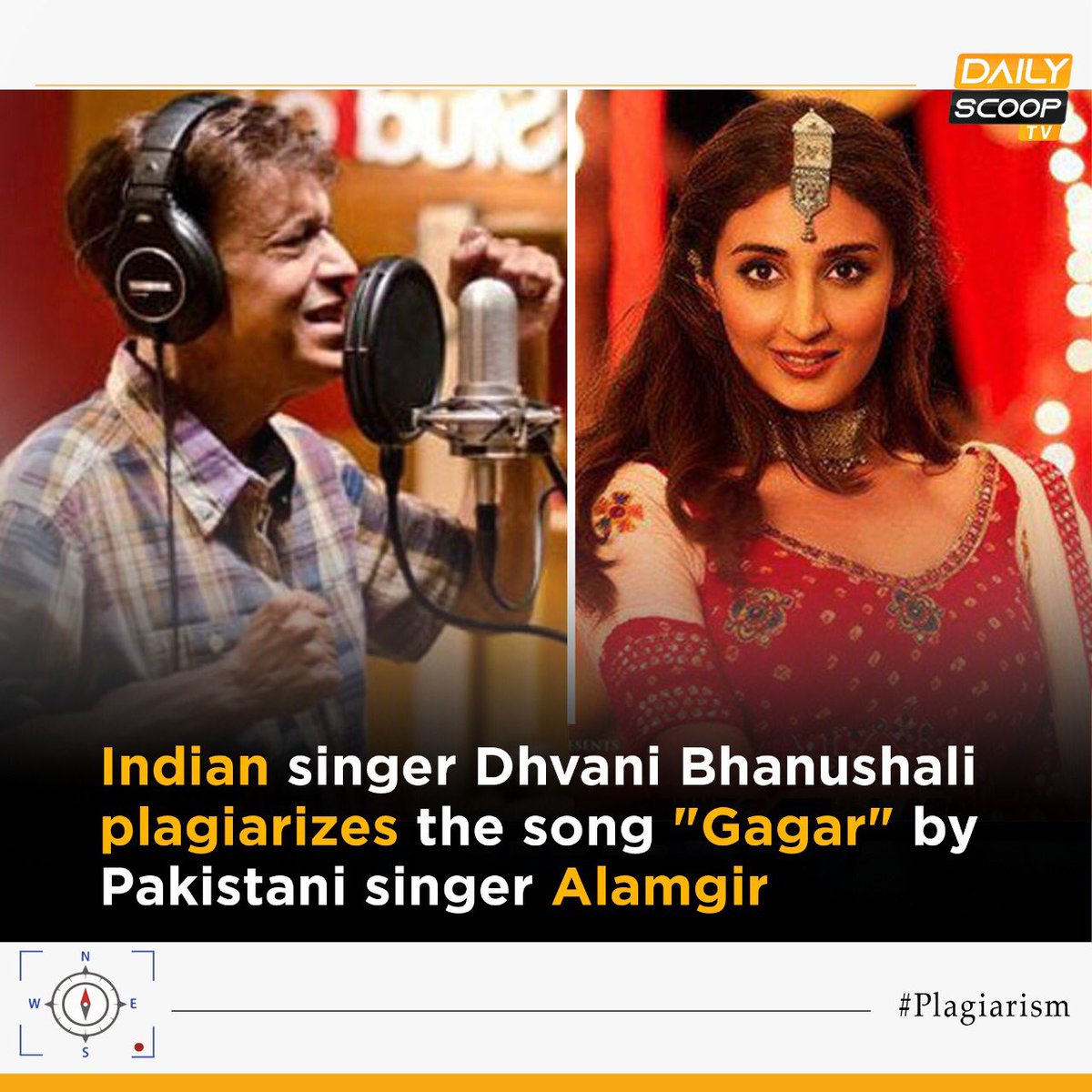 DailyScoopTV1's tweet photo. Dhuvani Bhanushali, an Indian artist who just released the song "Mehendi," has been accused of plagiarizing the song recorded by Pakistani superstar Alamgir.
#DailyScoopTv #pakistanisong #gagar #alamgir #umairjaswal #india #plagiarism #dhavanibhanushali #song https://t.co/lg0iMXLmM2