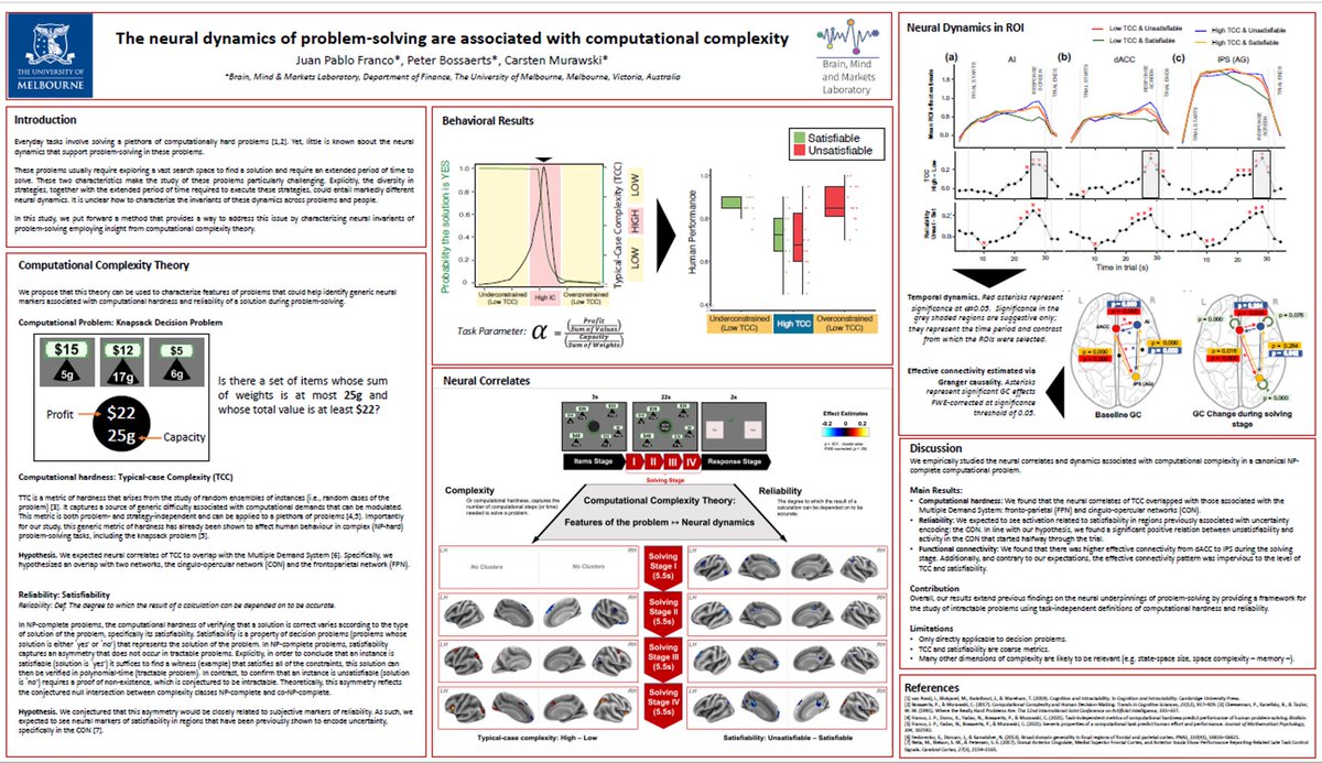 CompCognition's tweet photo. Congratulations to J. Pablo Franco @jpablofranco 
from @bmmlab for winning one of two BEST POSTER AWARDS🏆 sponsored by @haloclineXR 
with his poster  
"The neural dynamics of problem-solving are associated with computational complexity"
at our conference #ComCo21 https://t.co/dkYjvSXBmV