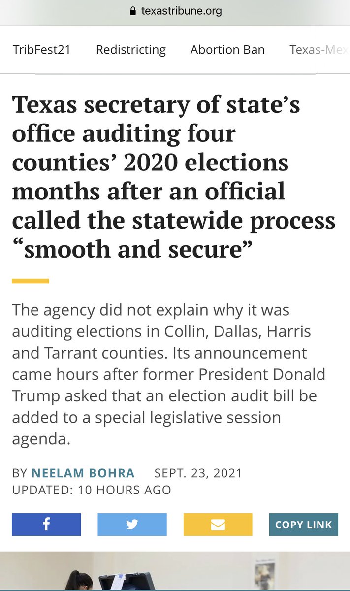 Collin County is now on the front line as Trump continues the Big Lie and undermines our democracy. As the state undertakes this election audit in obedience to Trump, nearly a year late, the CCDP Voting Rights Committee will be monitoring and involved. Democracy is at stake.