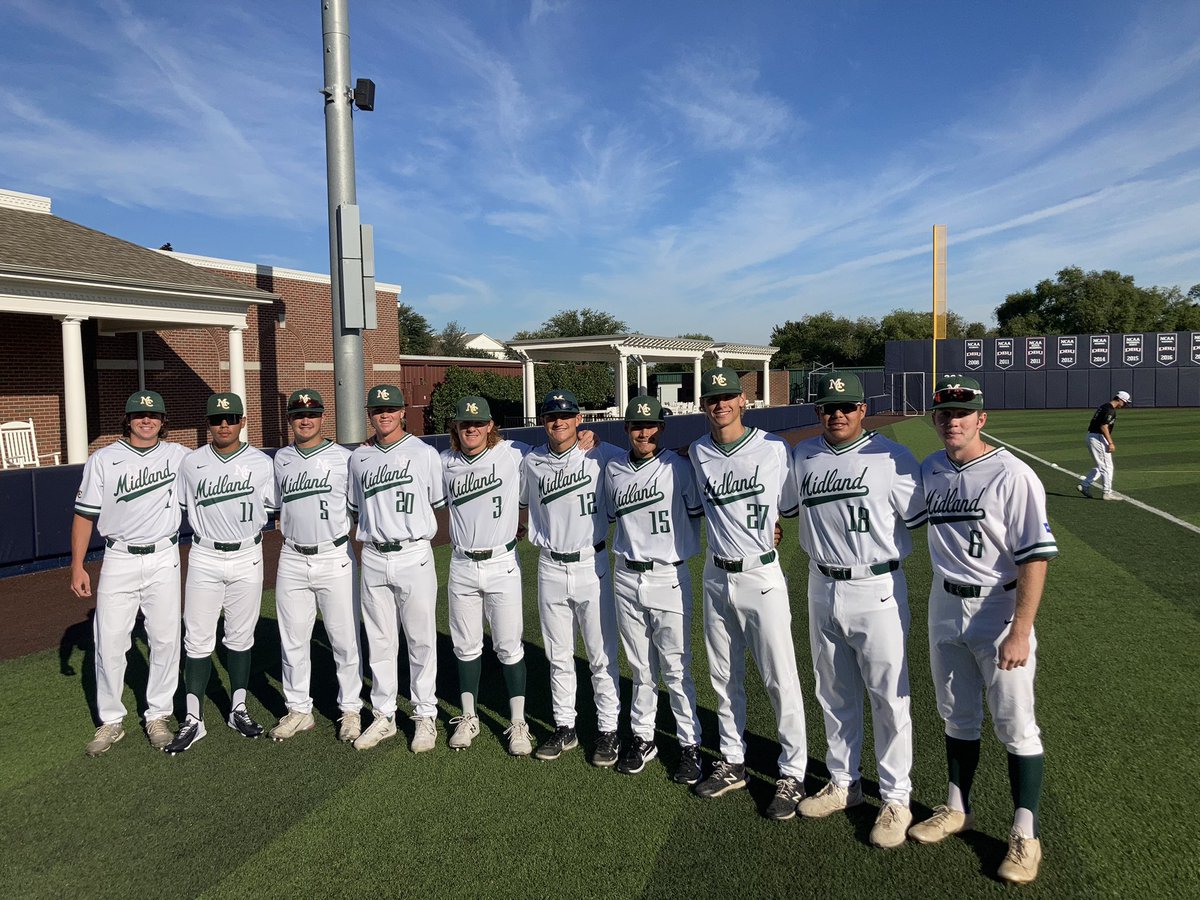 12:30 PM First Pitch for the Chaps!!
Come check out our 10 All Stars representing <a href="/Midland_College/">Midland College</a> at <a href="/DBU_Baseball/">DBU Baseball</a> <a href="/Gwwill07/">Garrett Williams</a> <a href="/TylerWulfert/">Tyler Wulfert</a> <a href="/jarek_wells/">Jarek Wells</a> @lukeyou15201514 <a href="/Alizaeh6/">Alizaeh</a> <a href="/Luisrod1334/">Luis Rodriguez</a> @luke_maverick8 <a href="/chris_garcia34/">Chris Garcia</a> <a href="/Ryaneblackwell7/">ryan_blackwell</a> <a href="/CalebHeuertz/">Całeb</a>