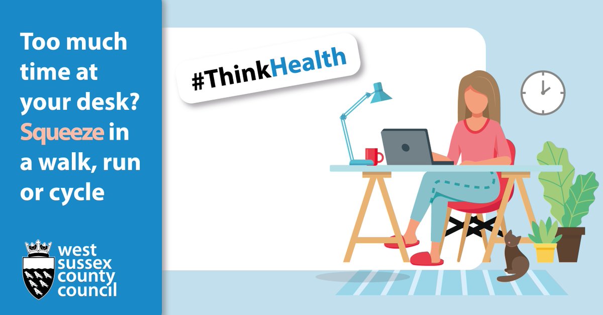 WSCCNews's tweet photo. Working from home can mean long spells at your desk. Why not squeeze in a quick walk, run or cycle to re-energise your day?
Think Green, Think Fun, Think Health - #ThinkActiveTravel https://t.co/2fTu0gP1My