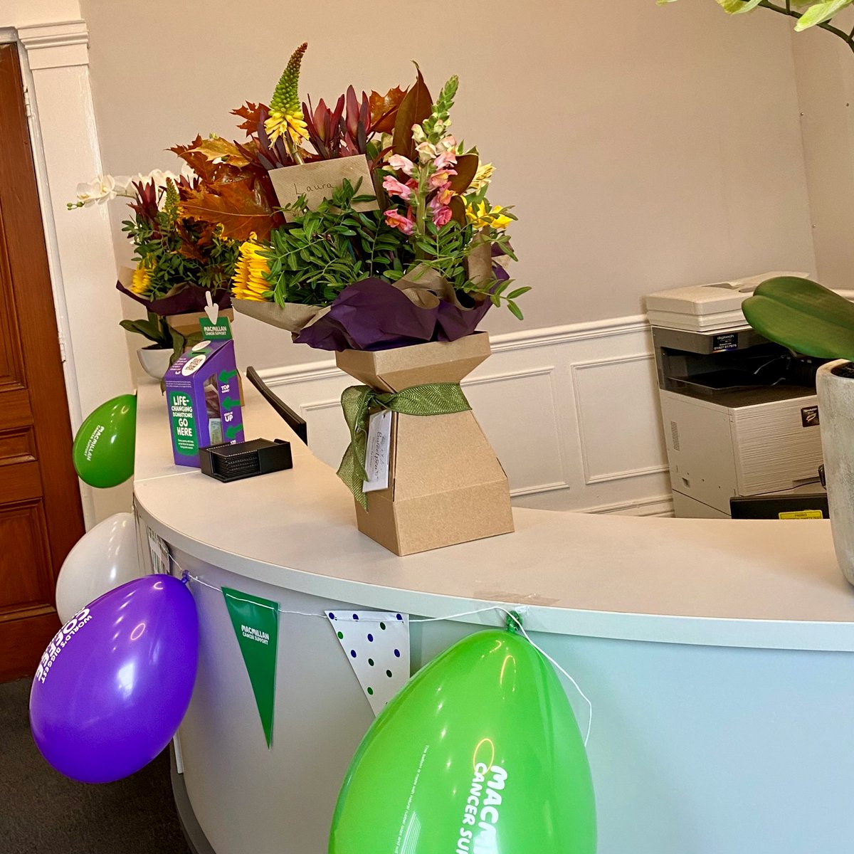 DerryLtd's tweet photo. Fantastic effort by the staff in aid of @macmillancancer, even the Directors got their pinnies on, smiles all round and £765 raised in the process to a fantastic cause. #MacmillanCoffeeMorning #RaiseAMug #SugarRush https://t.co/dqwFum6twj