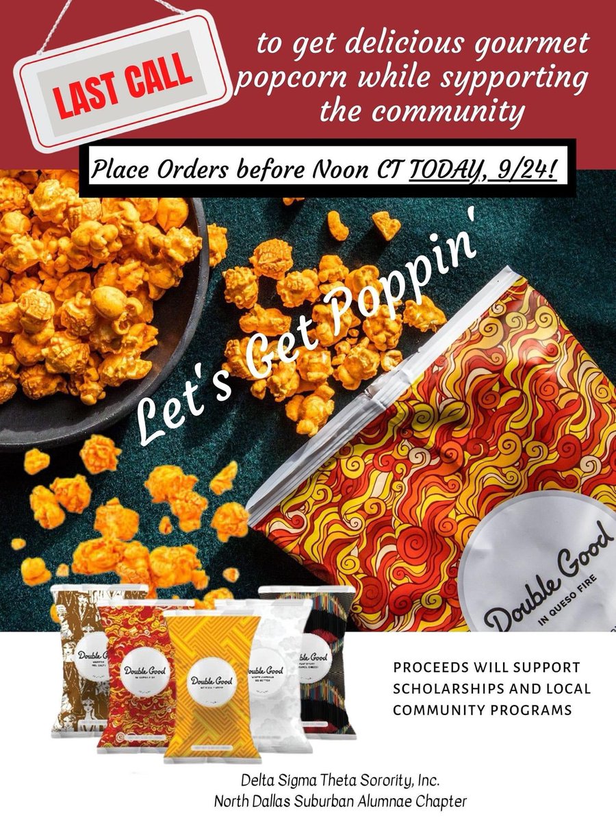 🍿 Hurry, Hurry, Hurry...LAST CALL for Popcorn!!!🍿 You have until Noon CT today to place your order and support this worthy cause. Proceeds will benefit our scholarships and local community programs. Click the link in our bio to order.