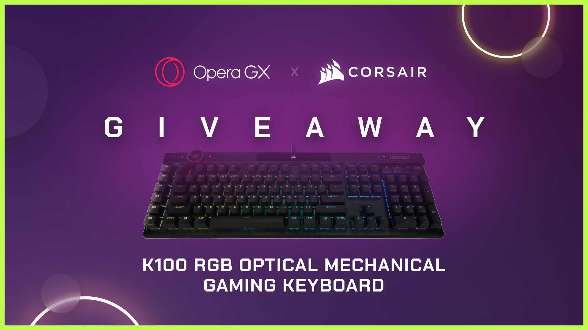 OperaGX now lets you kick off a Corsair keyboard dance party by opening a  new tab
