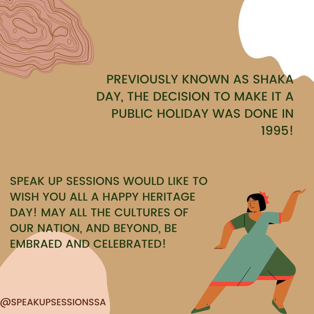 speakupsession's tweet photo. As Speak Up Sessions, we would like to wish you all a Happy Heritage Day🇿🇦. We hope that this day is filled with joy and time to reflect on the beauty of our diverse cultures🔥. https://t.co/auDXKsgGmx