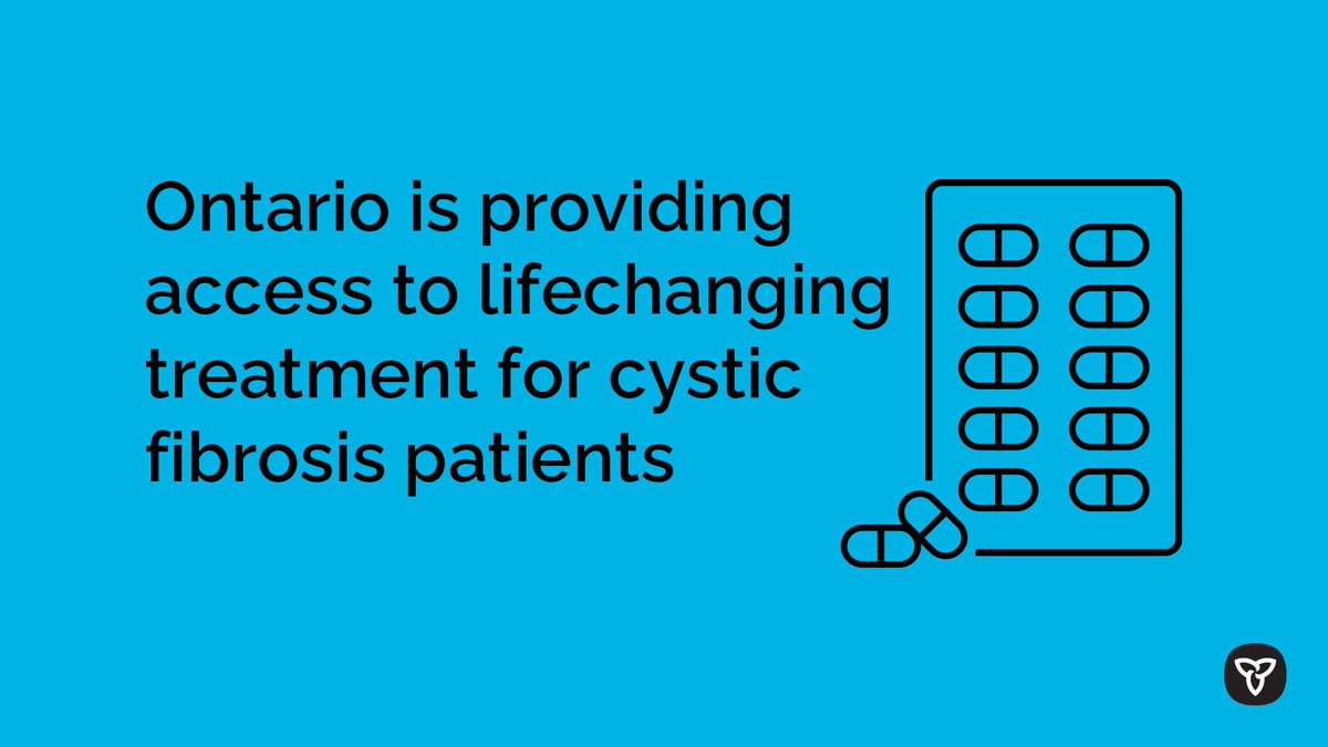 Ontario is now providing coverage for Trikafta, the latest and most effective treatment option for #CysticFibrosis to become available, under its publicly-funded drug program. This will improve access to lifechanging treatments for patients across Ontario. news.ontario.ca/en/release/100…