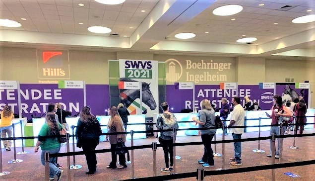 AGSExpoServices's tweet photo. Offer a live-event, and they will come! Attendance and onsite registration are booming at #SWVS21. 🐴🐶🐄 #SWVS @SWVS https://t.co/FRRiQXzVca