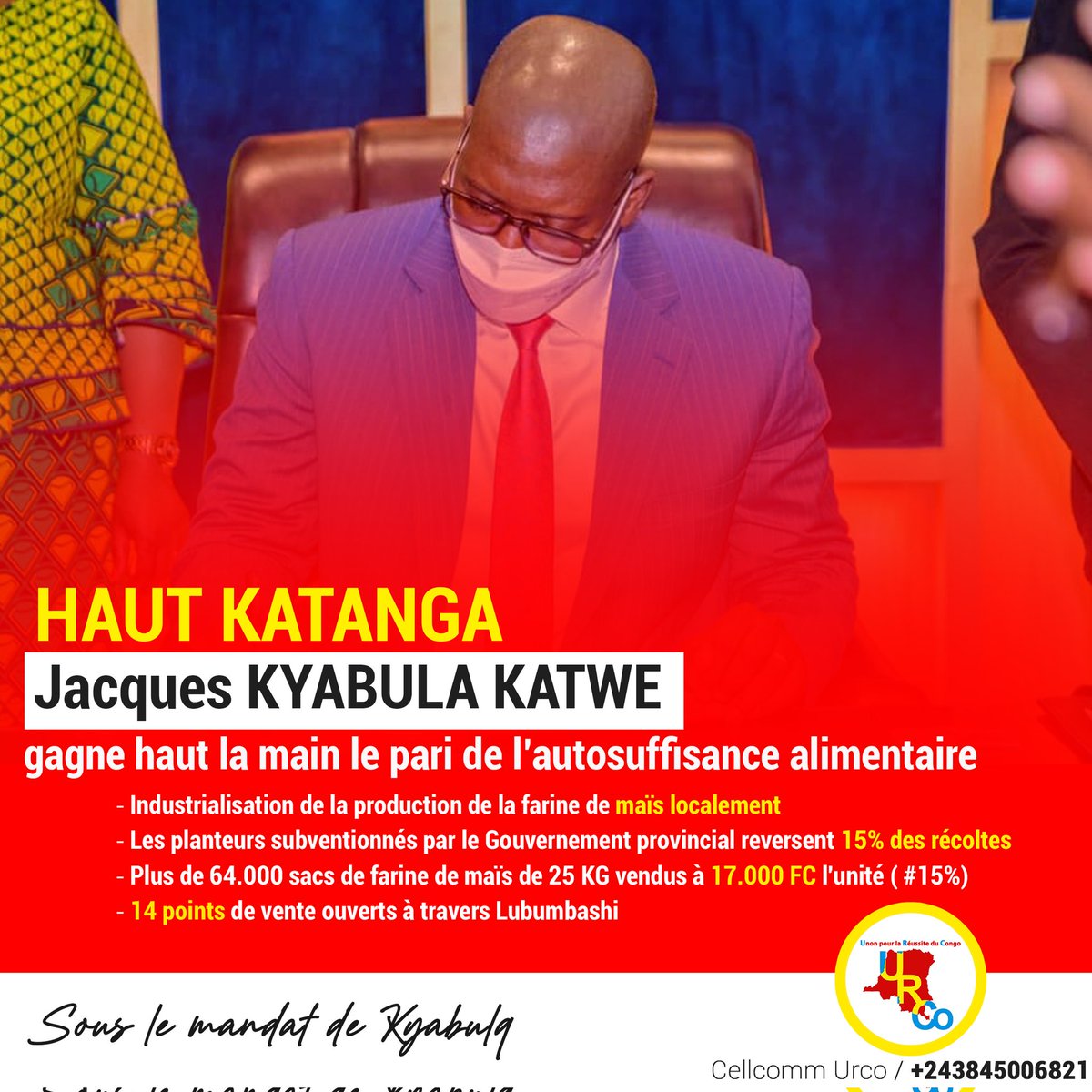 Fredbleu14's tweet photo. RDC : le défi de l'autosuffisance alimentaire relevé au Haut Katanga par @JacquesKyabula. Fatshi béton, applaudit le parti URCO qui salue la bonne Gouvernance de Jacques Kyabula Katwe. @fatshi13  @GouvernementHK @BetonDeLaRep @leParrainRDC @central_sage https://t.co/osuJEzmazl