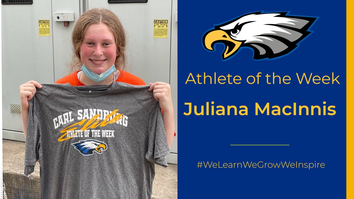 EaglesAthletics's tweet photo. Juliana MacInnis is a setter &amp; floor captain for the JV Volleyball team.  As a setter, she helps run the offense &amp; coordinates the players on the court. So much of the team’s success is the result of the effort she brings to the gym each &amp; every day. #AthleteoftheWeek https://t.co/8yRpahvf32
