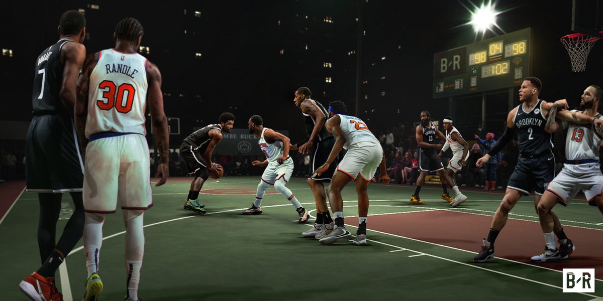 BleacherReport's tweet photo. Nets-Knicks at Rucker Park…imagine 🔥 https://t.co/2ZE5D4wV1f