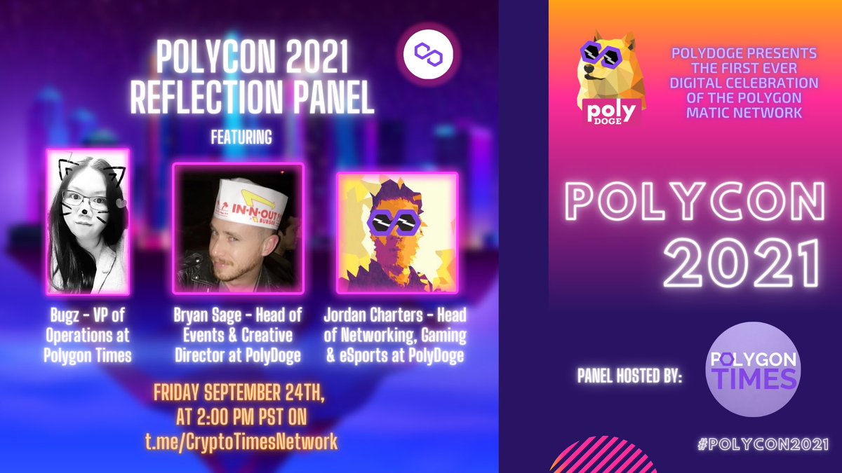 newschainooo's tweet photo. Today is the #PolyCon2021 Reflection Panel with @BugzKG and @PolyDoge!! Weโre so excited! ๐ฅ
โฐ2pm PSTโฐ
Join here ๐ https://t.co/nv5VKHRuS5
Hear all about #PolyCon2021 and what the future holds! ๐ฅ๐ฅ https://t.co/FXCC1XoHM5