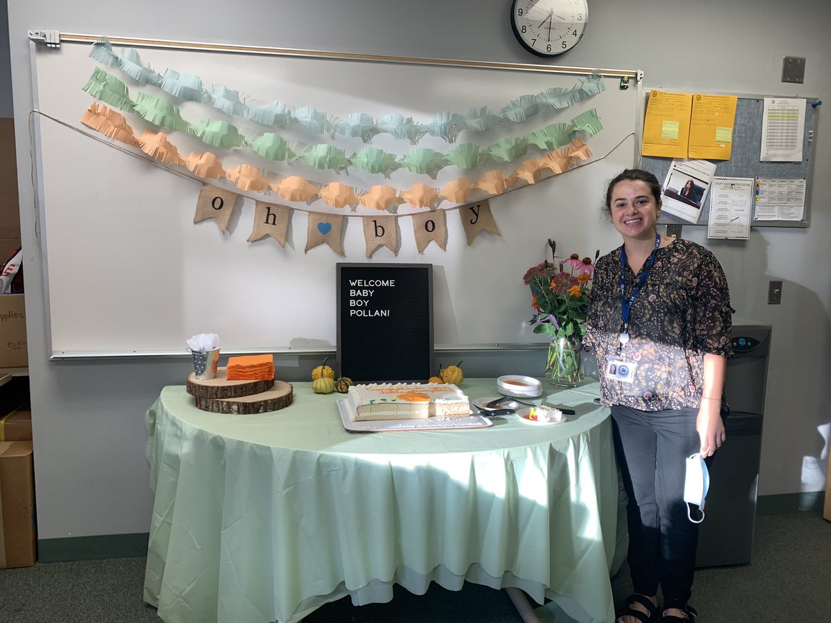 A wonderful baby shower for Ms. Pollan this morning organized by our 3rd grade team! We are so excited for you! 🥰 #WeAreD34 #hoffmanhornets