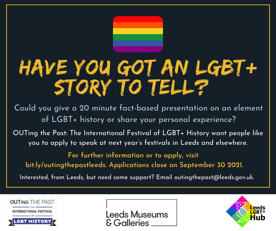 LccLgbt's tweet photo. We're helping get ready for the DELIGHT that is #OUTingThePast and we'd love to see more Leeds denizens be featured! It's going to be amazing! @OTPFest #lgbthm22 #otpfest22 https://t.co/ZUH5CvRmm4