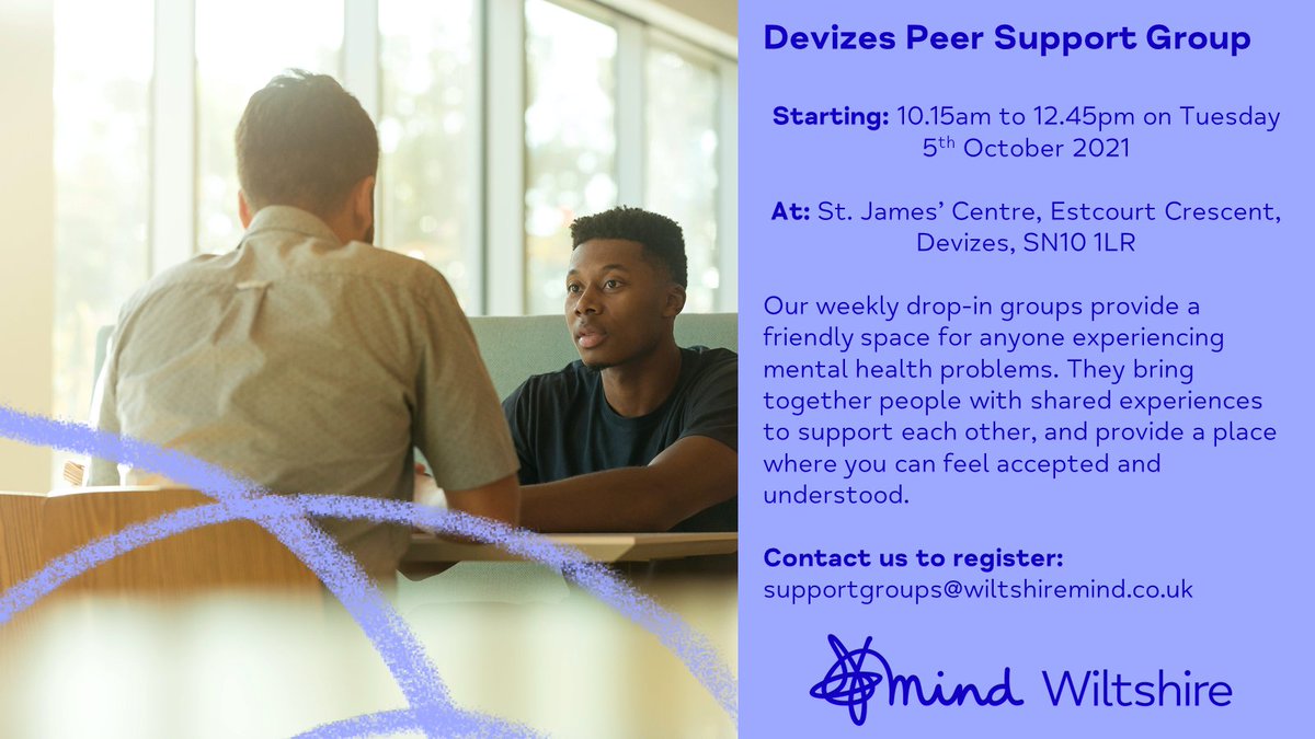 Wiltshire_Mind's tweet photo. Our #peersupportgroups are back #inperson
Starting with #Chippenham, #Devizes & a NEW group in #Tidworth, we are working hard to re-establish face-to-face groups in #Malmesbury, #Melksham, #Salisbury and #Trowbridge
https://t.co/L0kqF2U1M5
#youinmind https://t.co/S7mLIFShV1