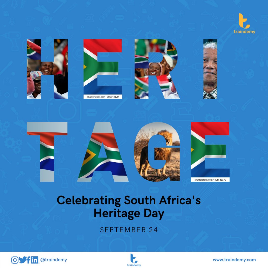 traindemy's tweet photo. Heritage Day is a South African public holiday celebrated on 24 September. On this day, South Africans are encouraged to celebrate their culture and the diversity of their beliefs and traditions, in the wider context of a nation that belongs to all its people. https://t.co/RgWs953RRL