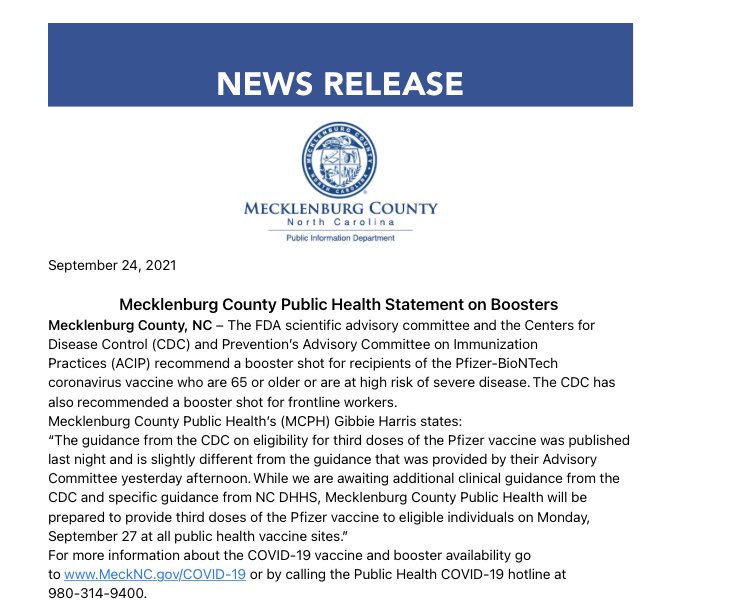 Paige Pauroso on Twitter "Mecklenburg County Public Health will start providing third doses of