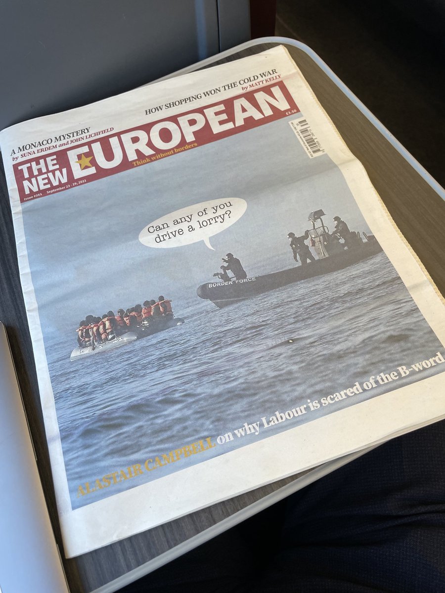 campbellclaret's tweet photo. Front cover ⁦@TheNewEuropean⁩ was designed before petrol rationing became the latest Brexit triumph. Even more relevant now as is my column https://t.co/WOOJ7YZdu3