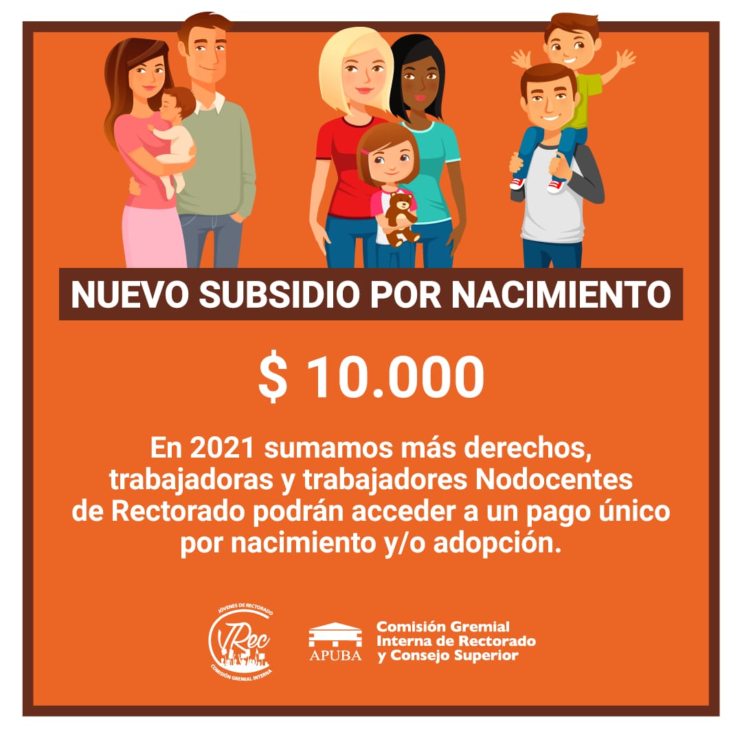 Cominterna_Rec's tweet image. Acompañándote
Queremos contarte que, producto de la gestión que realizamos desde la @Cominterna_Rec, logramos incrementar el monto del valor del subsidio por nacimiento y/ o adopción que desde hace años se otorga a las compañeras nodocentes que fueran madres en el año en curso.