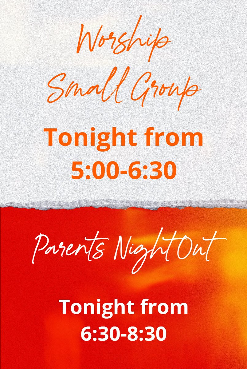 MeekBaptist's tweet photo. Don't forget we have a Friday night small group that meets from 5:00-6:30 tonight with a study focused on worship, then Parents Night Out will be from 6:30-8:30. For more information on both the Worship Small Group or Parents Night Out see Jennifer Sparks. https://t.co/LZGQjLQHsb