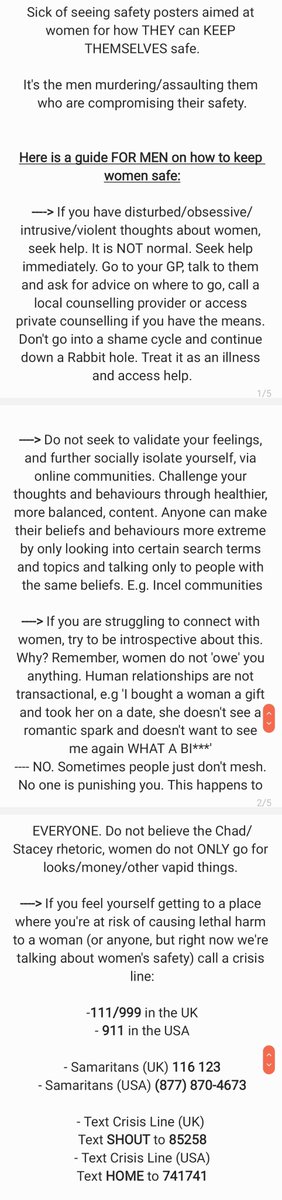 CanIjustsayy__'s tweet photo. Bored of seeing safety posters aimed at women for how THEY can KEEP THEMSELVES safe. 

It's the men murdering/assaulting them who are compromising their safety.

Here is a guide FOR MEN on how to keep women safer:

#SabinaNessa #GabbyPetito #BrianLaundrie #ViolenceAgainstWomen https://t.co/Y4DETB7ukF