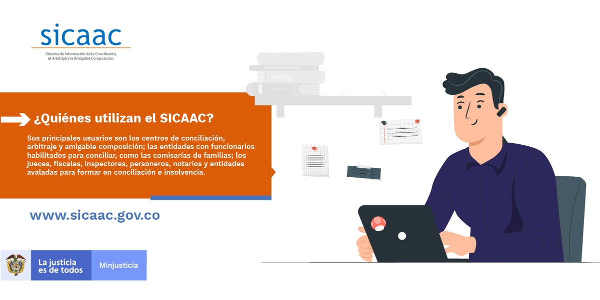 MASC_Colombia's tweet photo. En el Sistema de información #SICAAC los conciliadores, árbitros, secretarios, amigables componedores y operadores en insolvencia, reportan su gestión y adelantan tramites ante el @MinjusticiaCo. Mayor información en: https://t.co/xLWXQBWg5l https://t.co/46CyA5PmDT