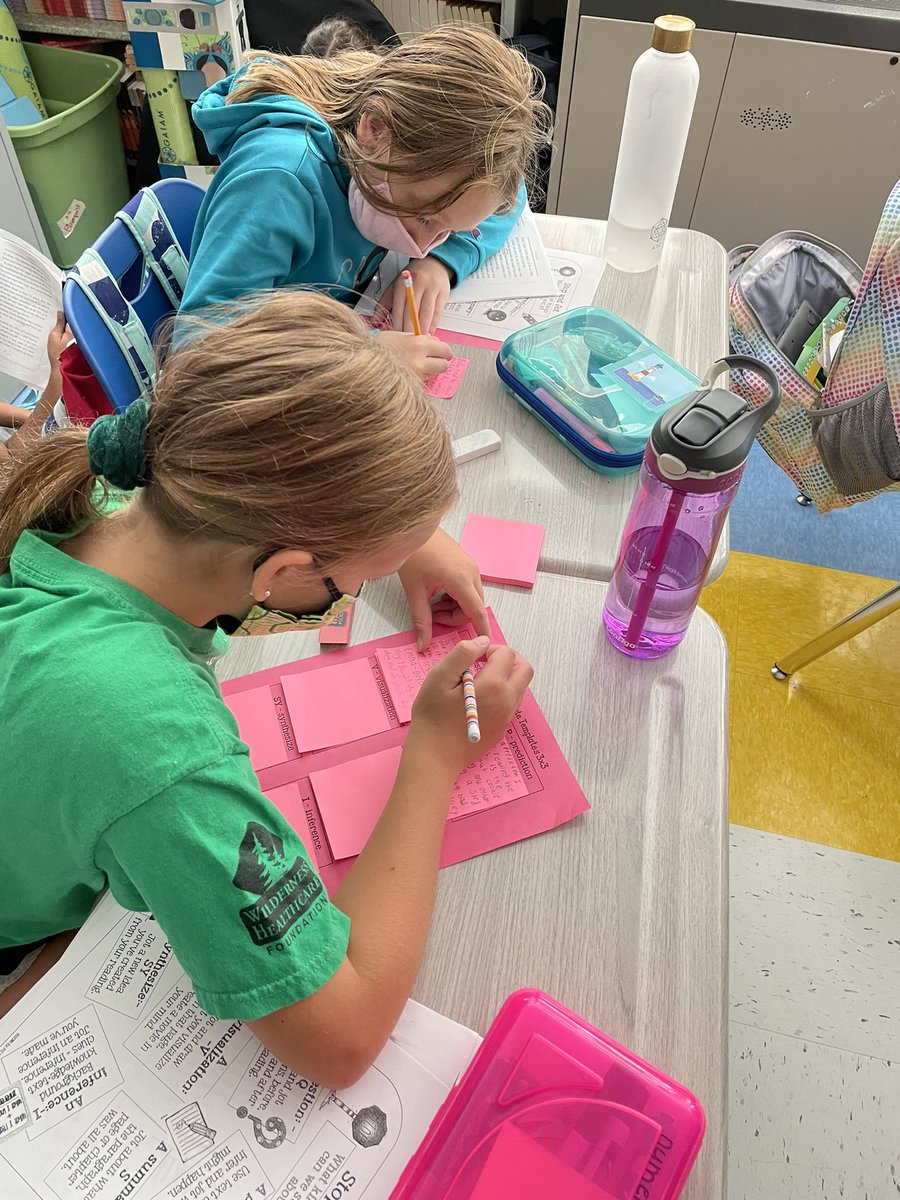Today we practiced our Stop and Jot skills! We included questions, predictions and visualizations about a story we are reading.  We also practiced summarizing, synthesizing and inferring.  This strategy is one our class really enjoys! <a href="/CMSmtolive/">CMS Elementary School</a> @MathWithMrsM <a href="/KatVizzone/">Kat Vizzone</a>