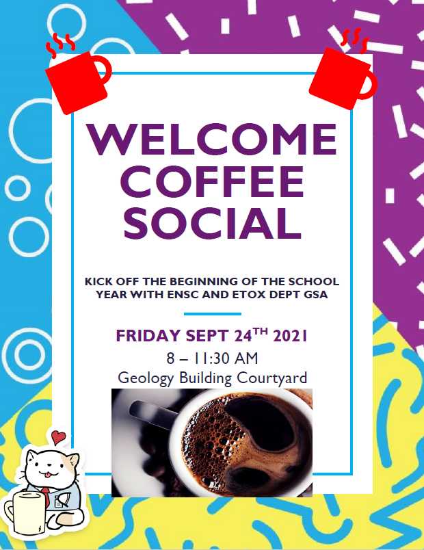 Welcome Fall 2021 🍂🍁! Come say hi and grab a treat in the Geology Building Courtyard. We look forward to seeing you 😀
