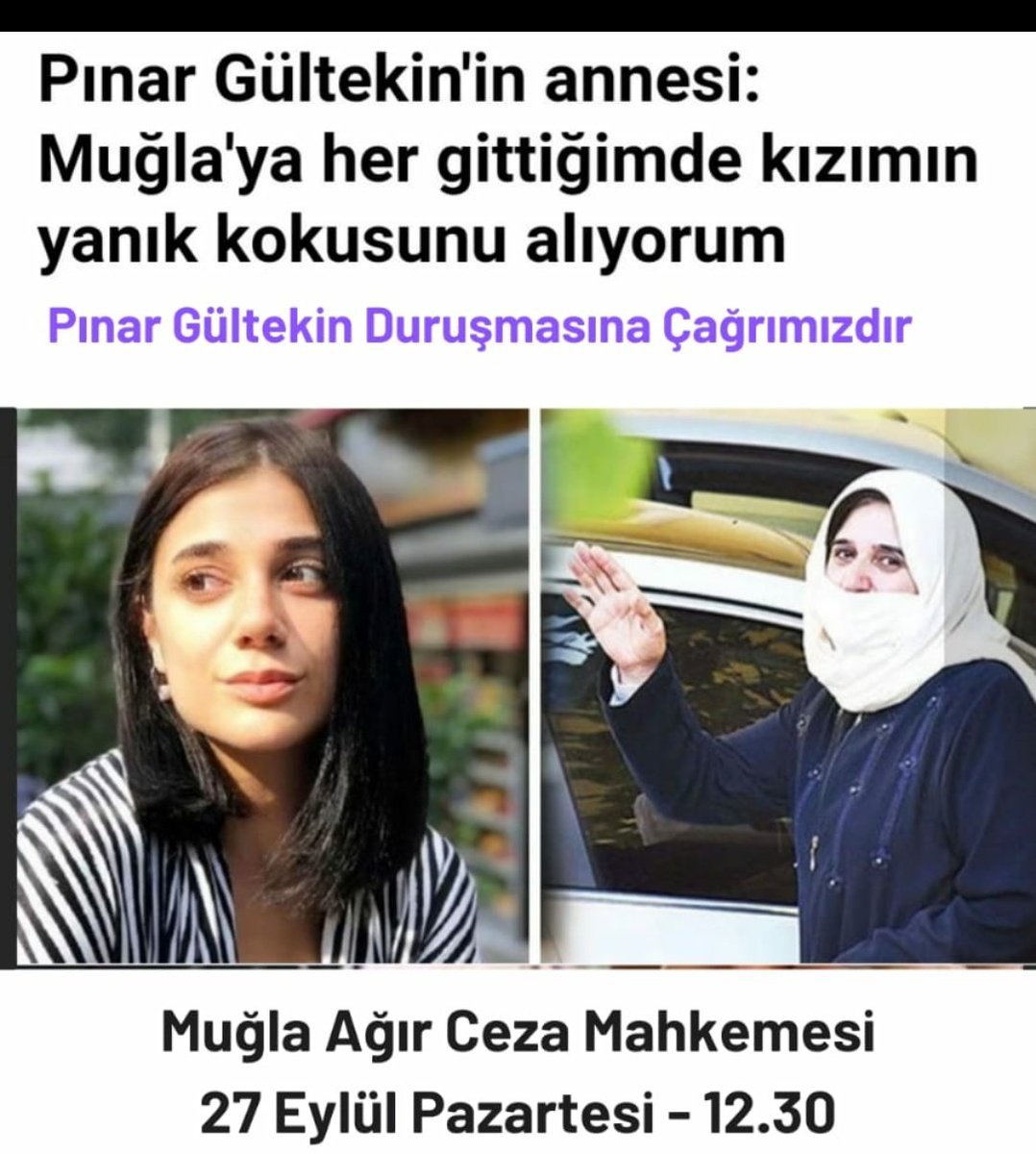 SisyphosGn's tweet photo. "Muğla'ya her gittigimde, kızımın yanık kokusunu alıyorum...😥
             #PınarGültekin'in Annesi
Pınar Gültekin Duruşmasına Destek Lütfen 🙏 https://t.co/IcOxPNmD46