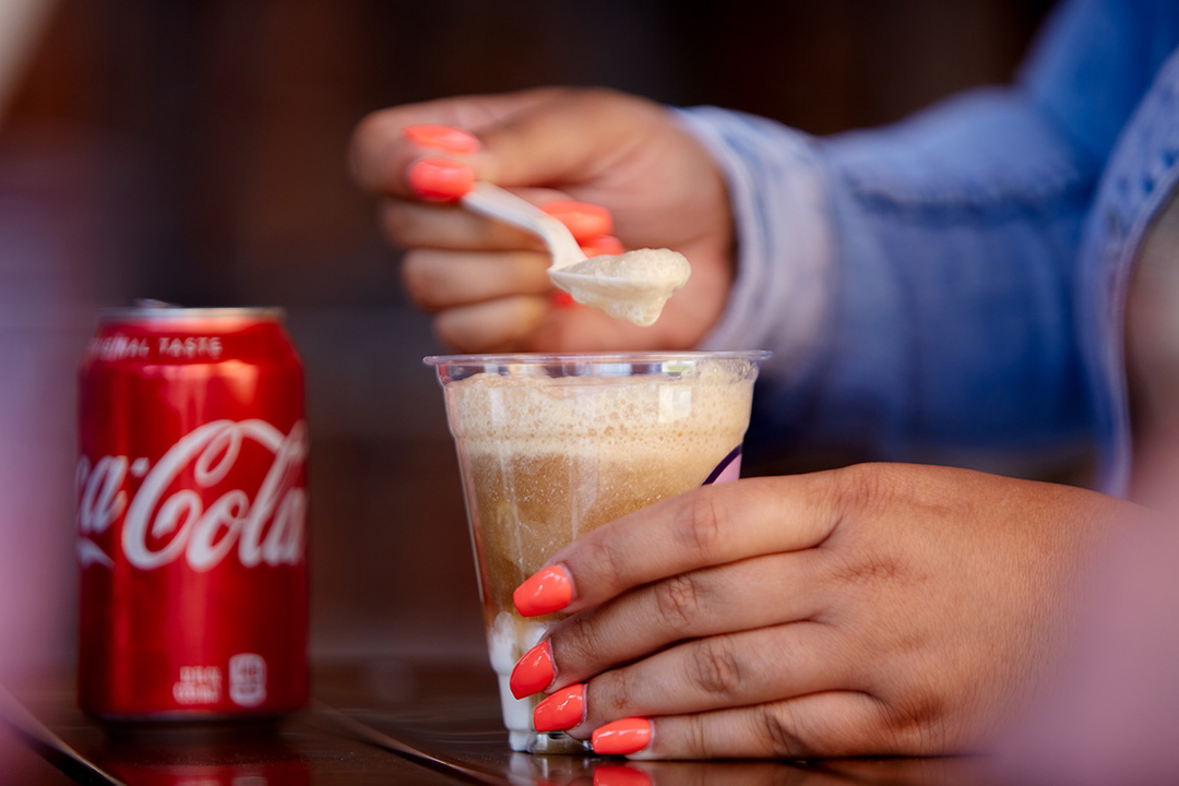 Happy Fri-yay! Who’s ready for a cocktail? 

Stop by either location to enjoy one of our COKE &amp; OAK ICE CREAM COCKTAILS.⠀
⠀
This delicious ice cream cocktail is made with Vanilla Bean ice cream, @barrelhousedistillingco Oak Rum, and Coke.⠀
⠀
It’s the perfect start to