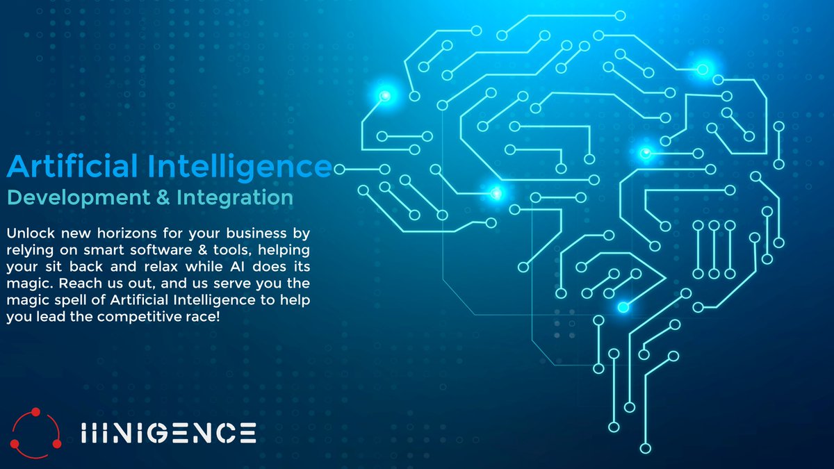 iiinigence's tweet image. Integrate Artificial Intelligence in your business environment to reap the benefits of Automation and smart decision making on top of enhanced productivity.

#artificialintelligence #ai #artificialintelligencedevelopment #aidevelopment #aiapplications #machinelearning #automation