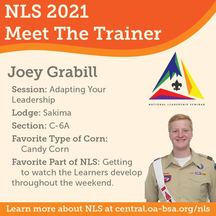 Meet The Trainer: Joey Grabill is one of our most experienced NLS Trainers and currently serves as our Chief of Staff by ensuring each Trainer is prepared and polished to put on an exciting NLS. Learn more about NLS at central.oa-bsa.org/nls.
#OA #BSA #WeAreCR #NLS