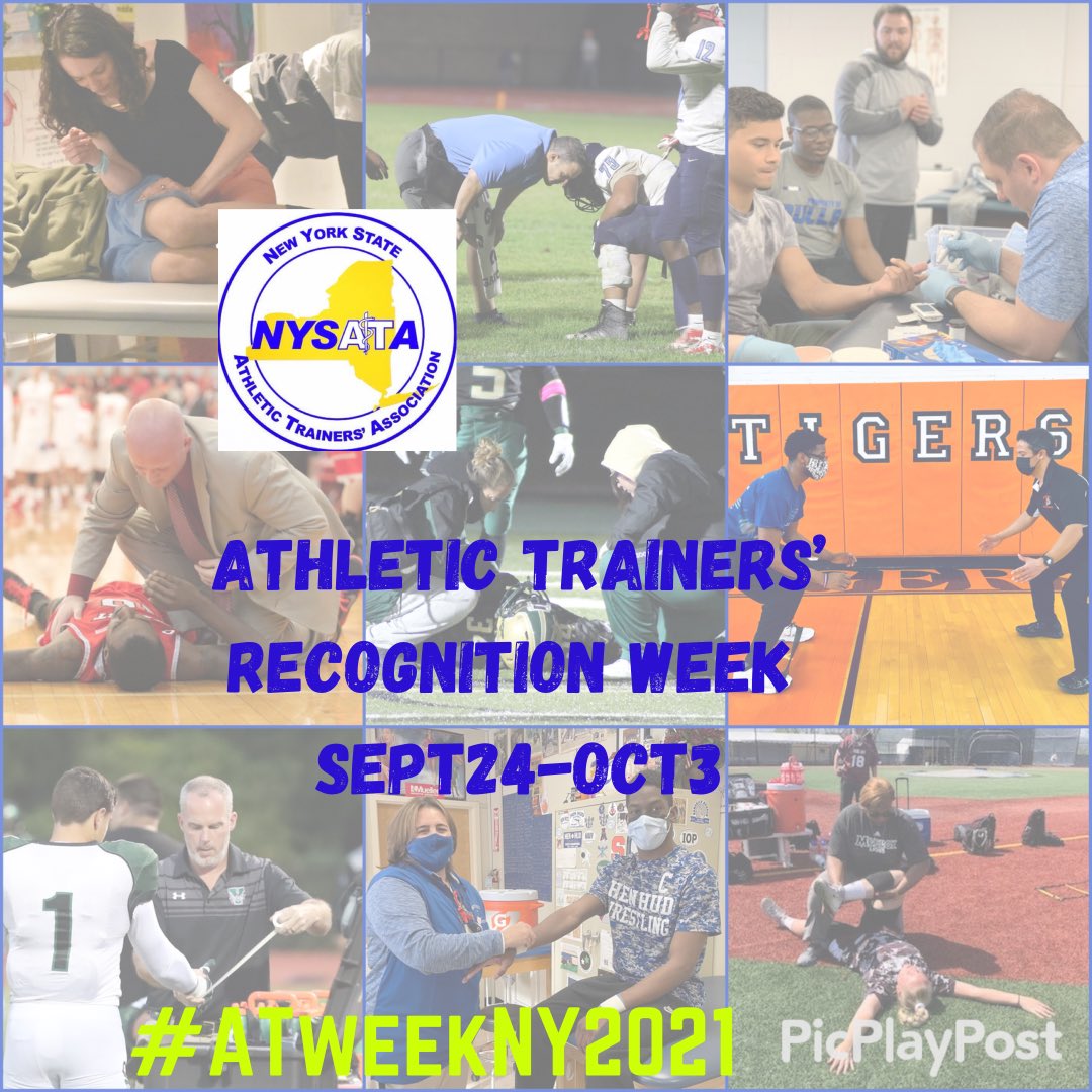 GO_NYSATA's tweet photo. NYSATA #athletictrainers Recognition Week 2021 is here!  9/24-10/3, we are celebrating these healthcare providers. 
Please celebrate and recognize athletic trainers and athletic training students in New York State! 

#ATweekNY2021 https://t.co/gCIu9nfLuB
