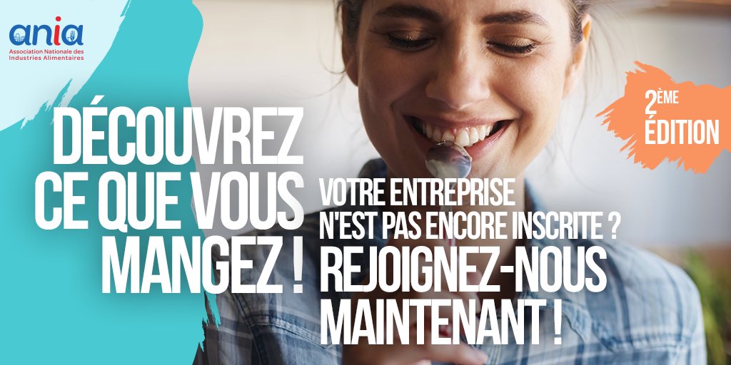 📢#DécouvrezCeQueVousMangez Votre entreprise n’est pas encore inscrite à la 2eme édition de l’opération portes ouvertes ?

Rejoignez-nous dès maintenant :
👉 bit.ly/DCQVM-2021

📅18, 19, 20 nov.

ℹ️decouvrezcequevousmangez@ania.net

decouvrezcequevousmangez.fr
#DCQVM